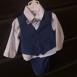 Van Heusen Blue Kids Vest and Bow Tie Set